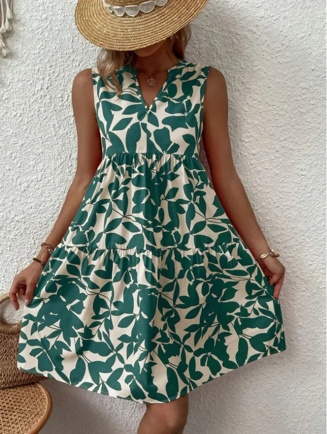 Boho Sleeveless V-Neck Summer Mini Dress — Image 25