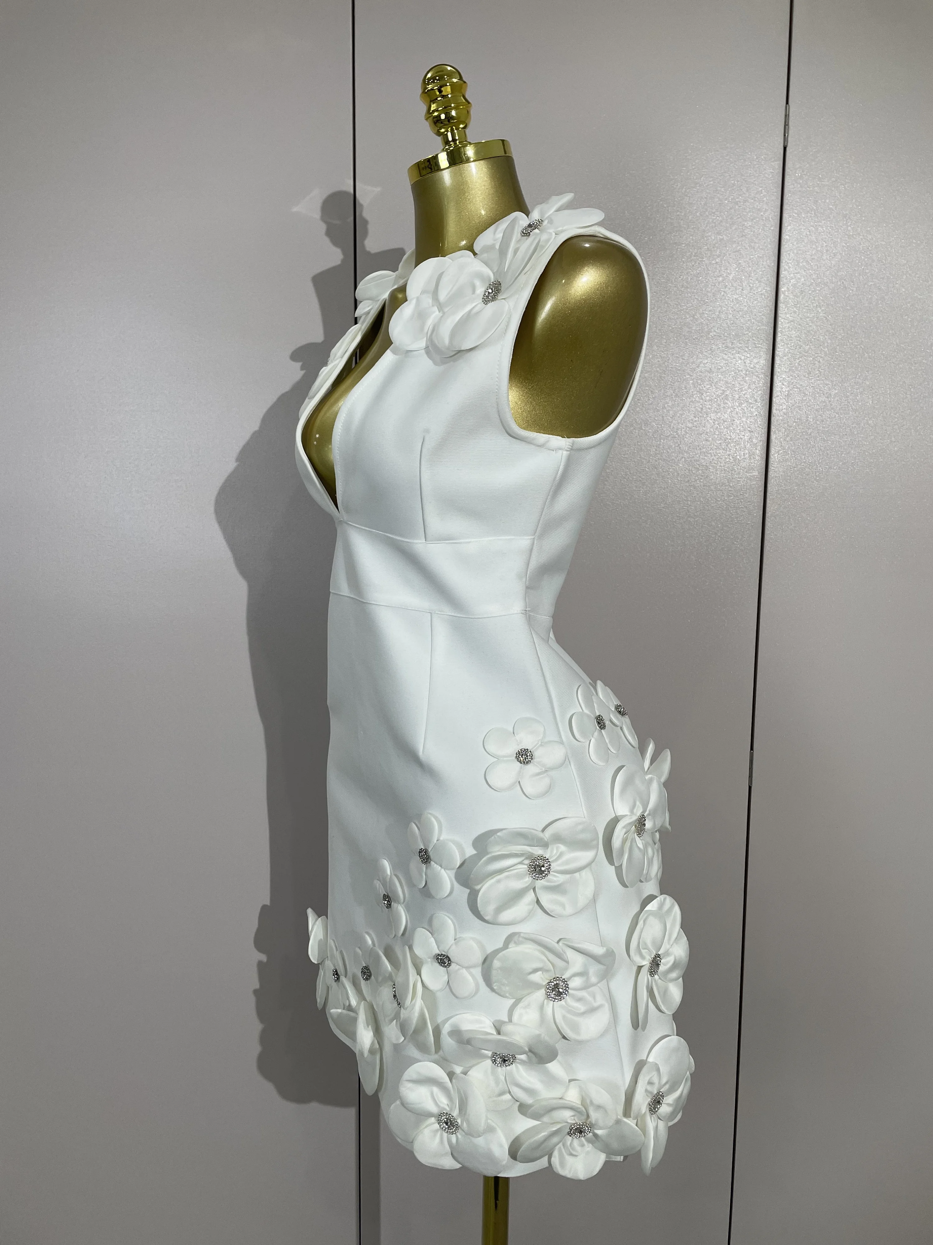 Crystal Sleeveless V-Neck Evening Gown — Image 20