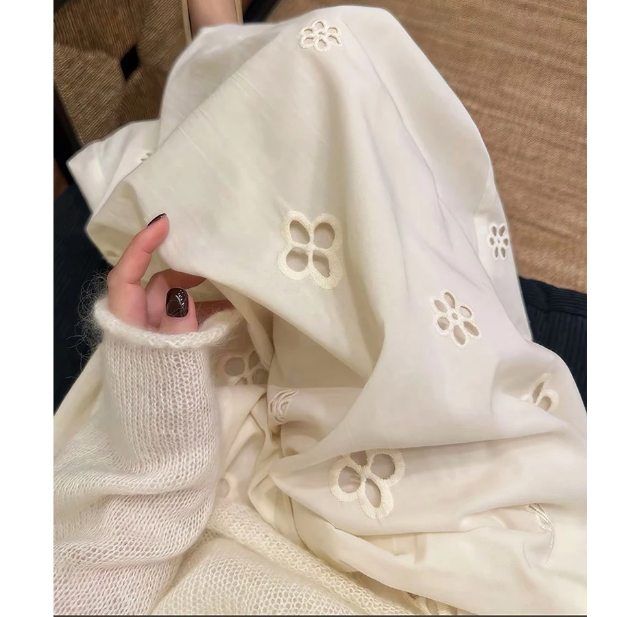 بنطال واسع الساق قطني طويل — صورة 5