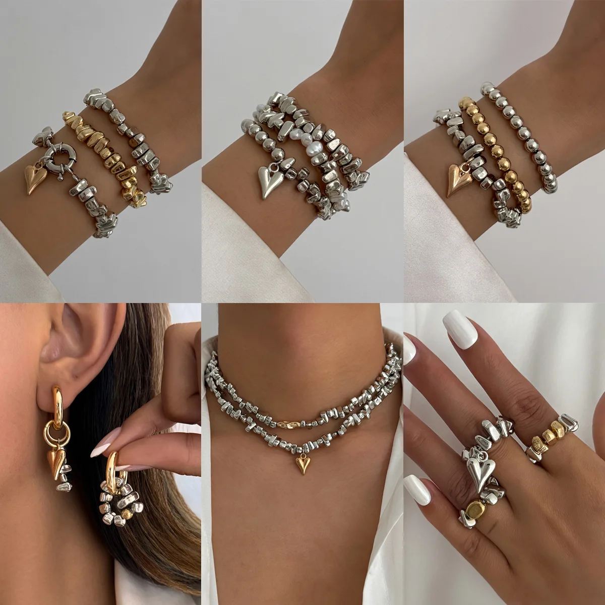 Vintage Heart Print Jewelry Set — Image 2