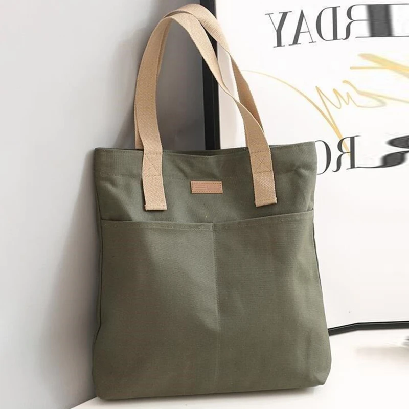 Casual Solid Canvas Tote Bag — Image 10