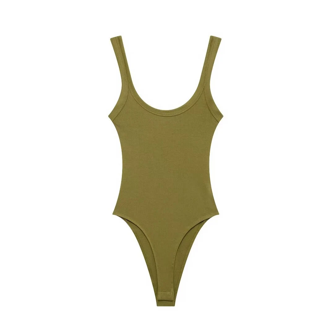 Slim-Fit Ribbed Bodysuit with Buttons — Image 25