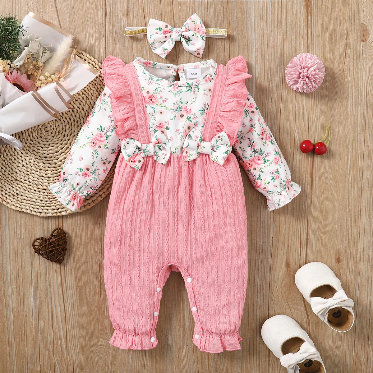 Newborn Floral Long Sleeve Romper — Image 11