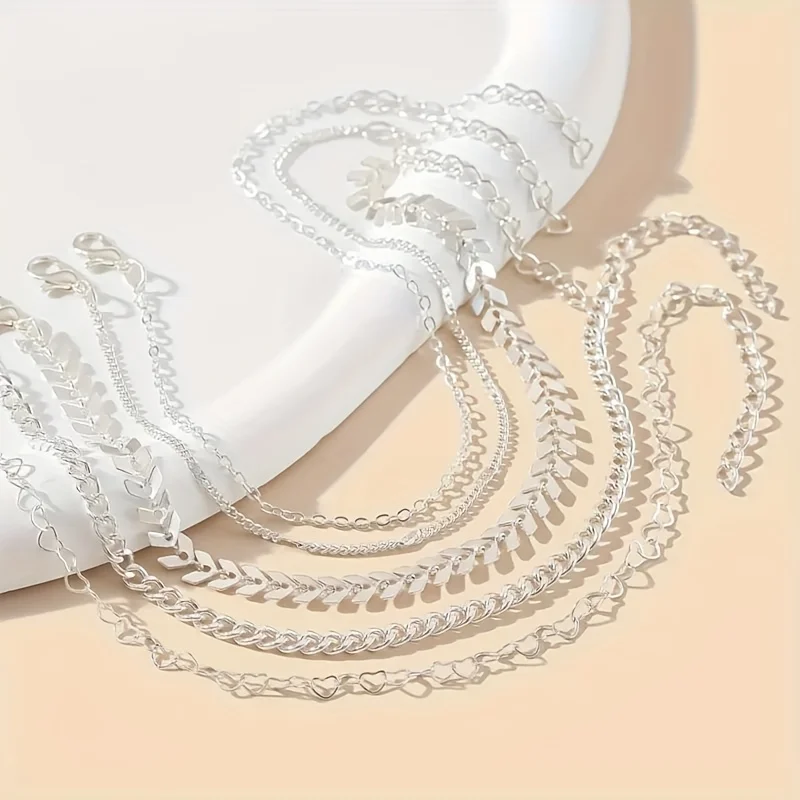 5-Piece Vintage Anklet with Chain — Image 4