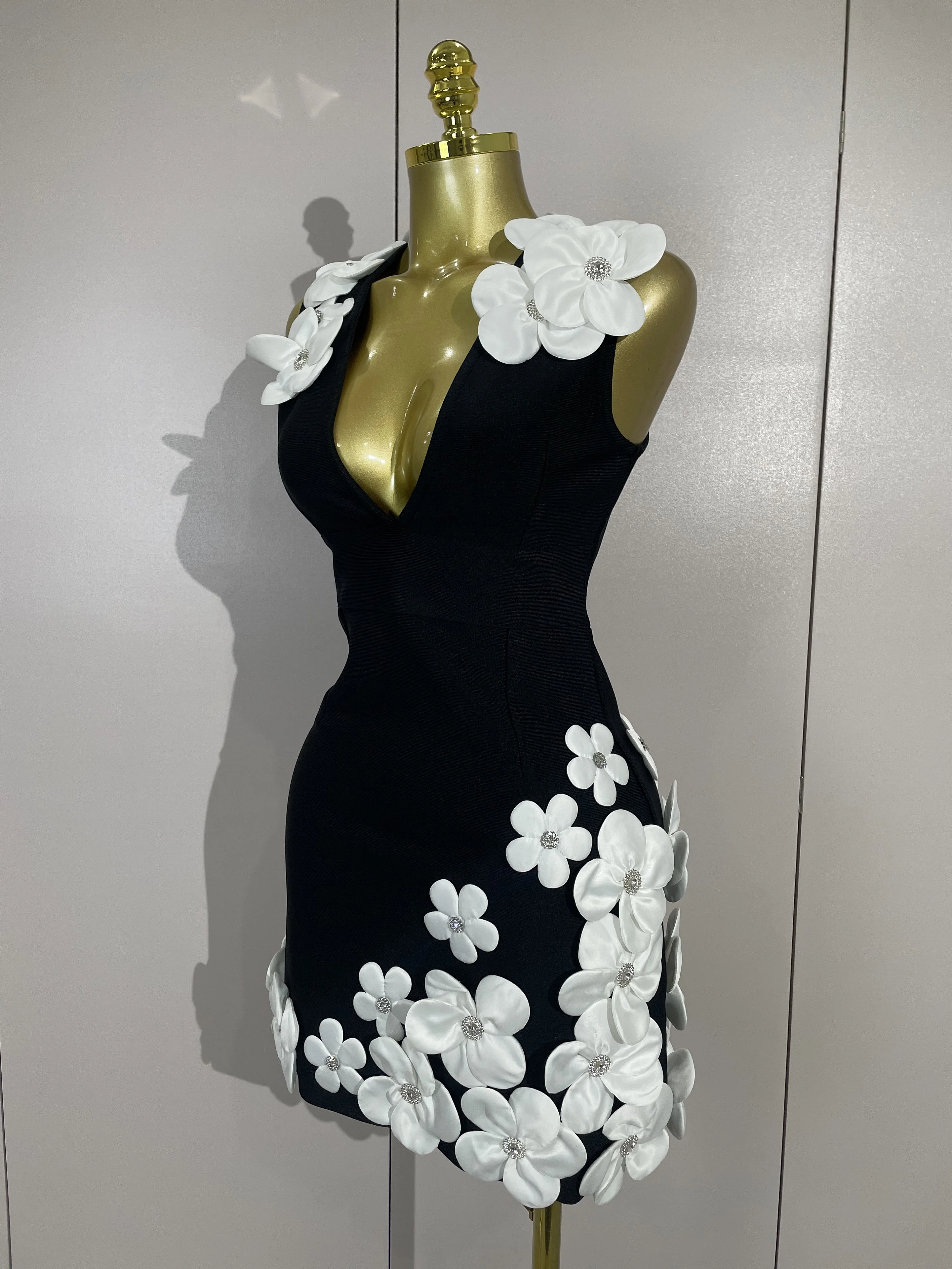 Crystal Sleeveless V-Neck Evening Gown — Image 3