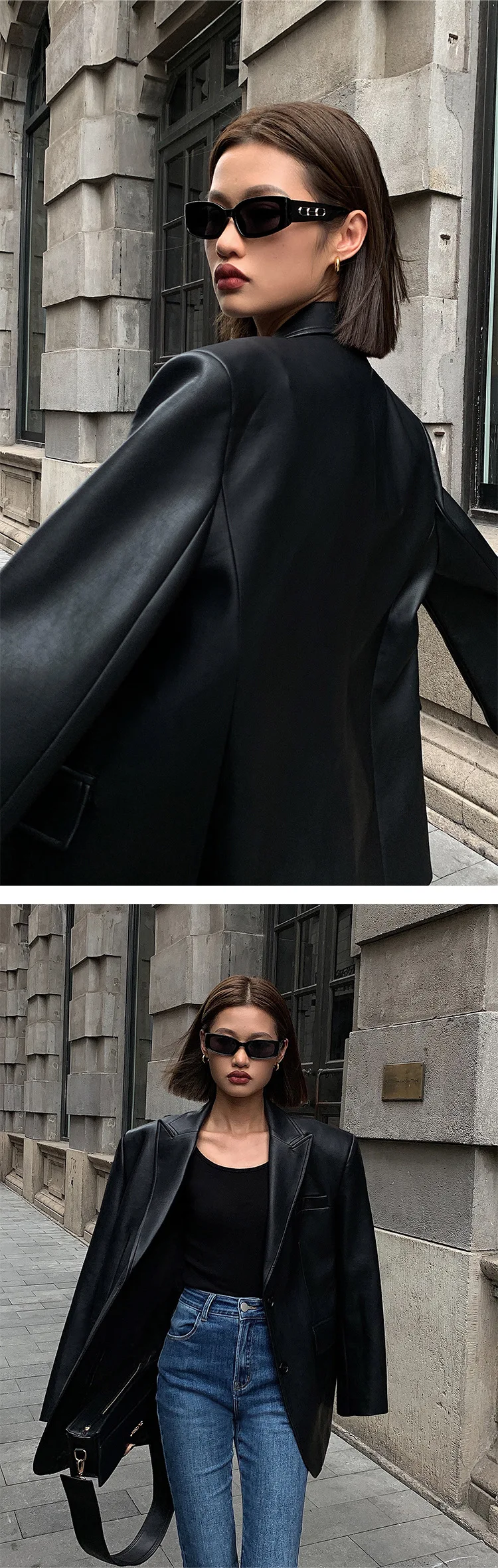 Vintage Loose Leather Blazer — Image 8