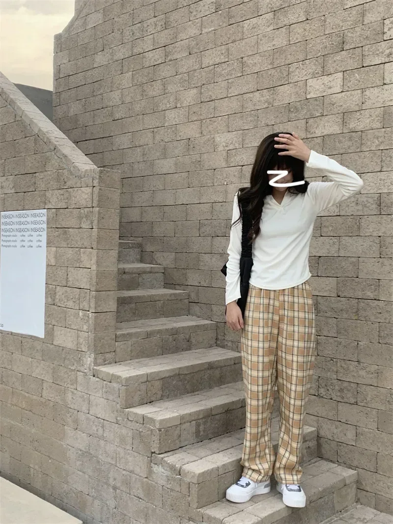 بنطال بنقشة كاروه سميك دافئ — صورة 32