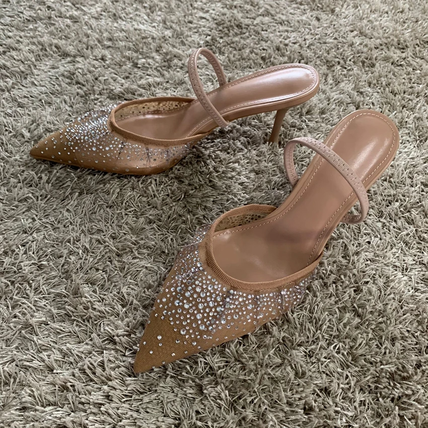 Rhinestone Mesh Summer High Heels — Image 5