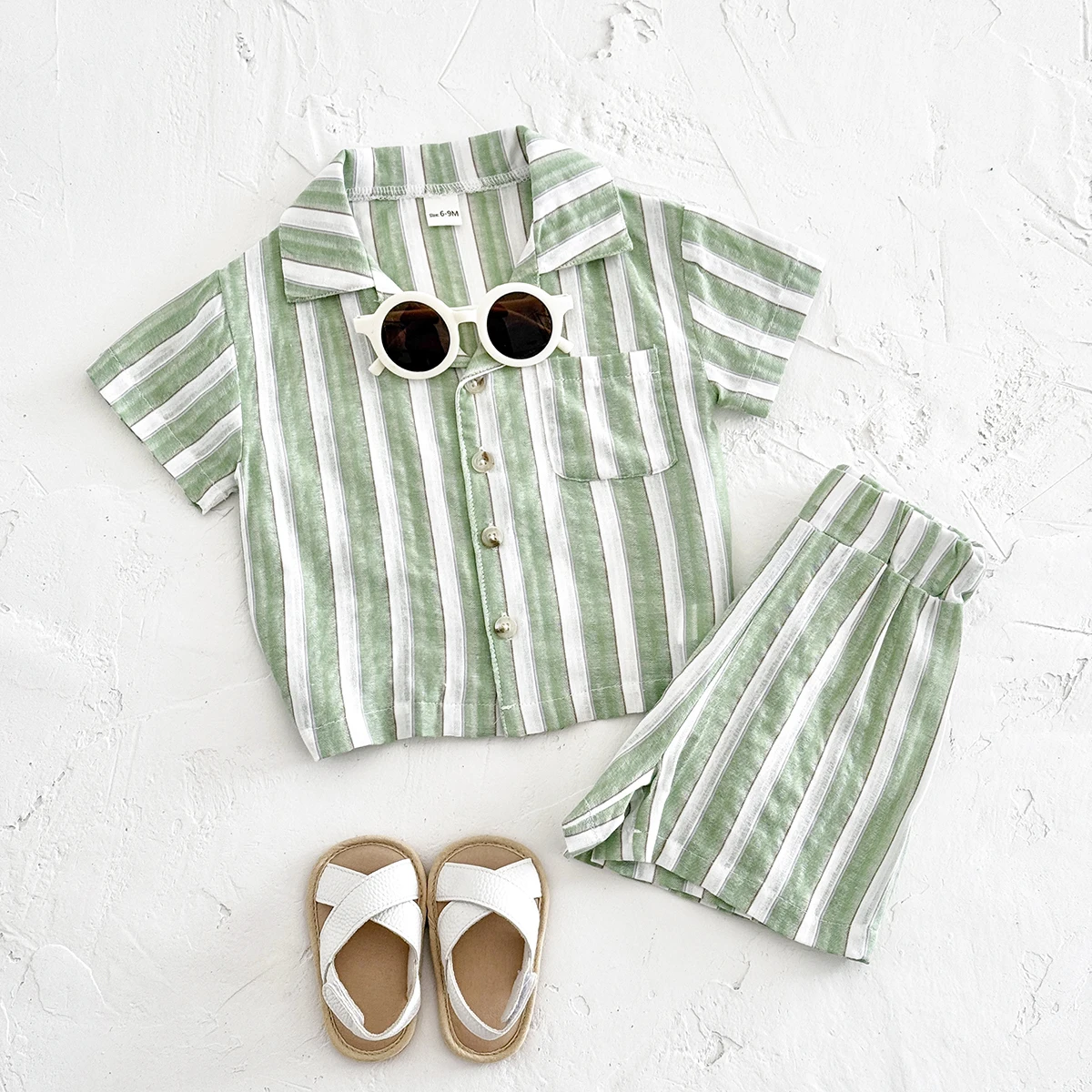 Newborn 2-Piece Striped Set with Buttons — Image 5