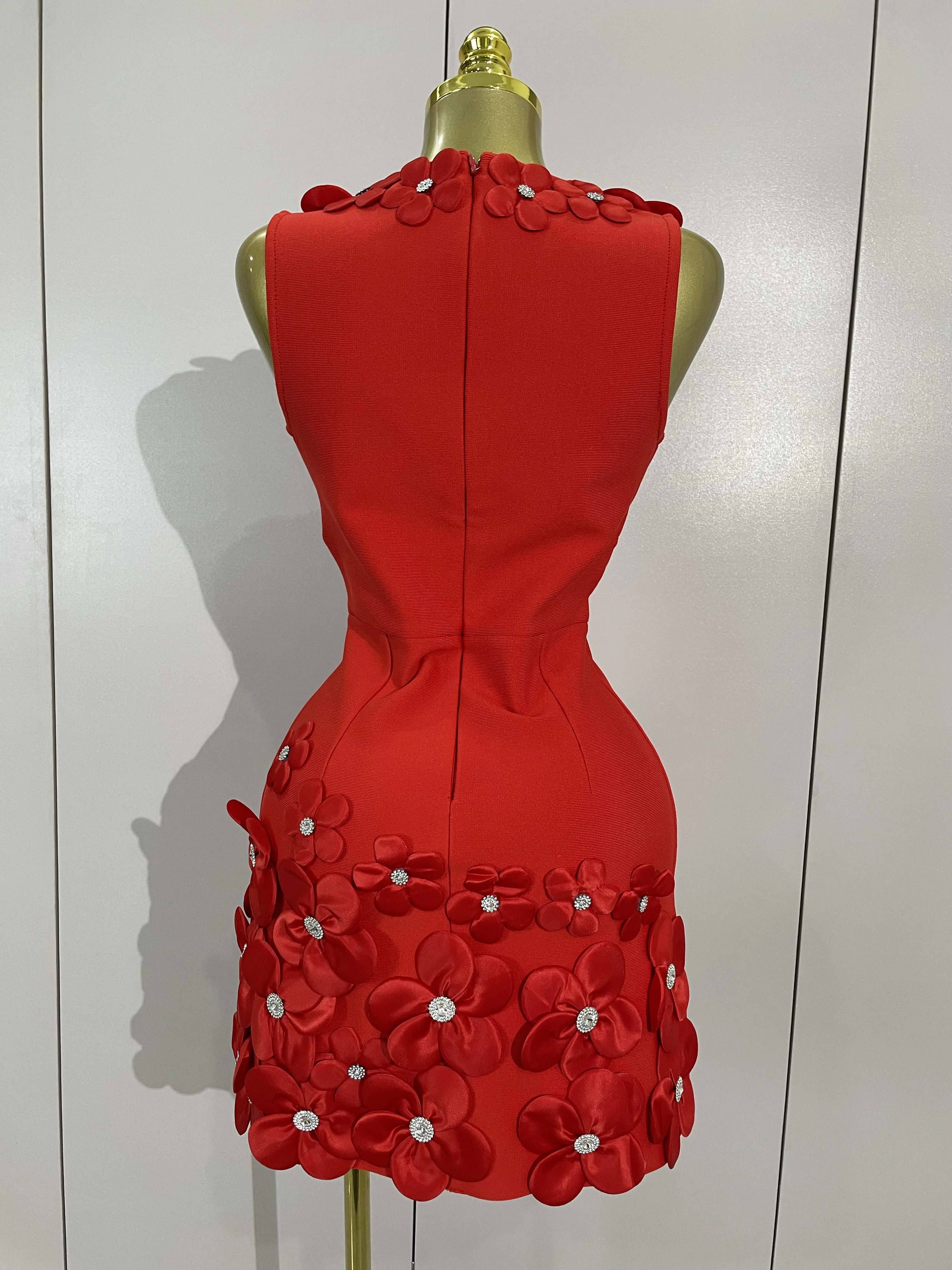 Crystal Sleeveless V-Neck Evening Gown — Image 29