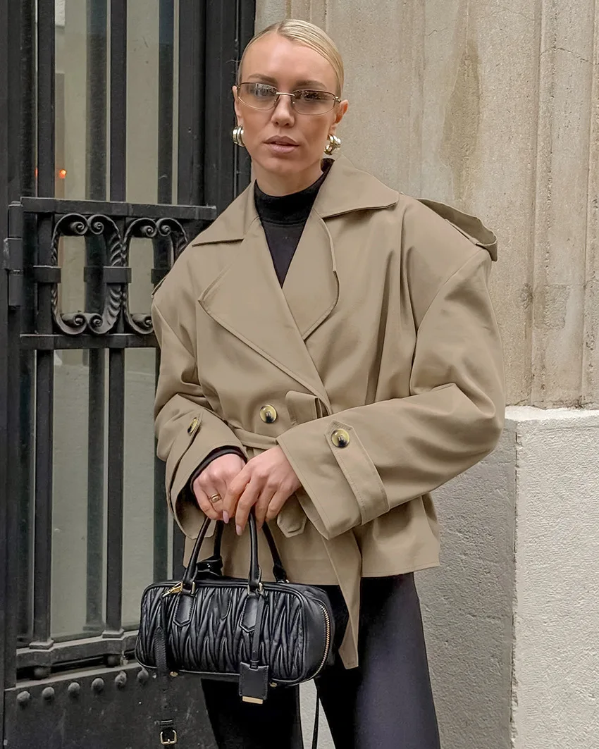 Lace-Up V-Neck Trench Coat — Image 6