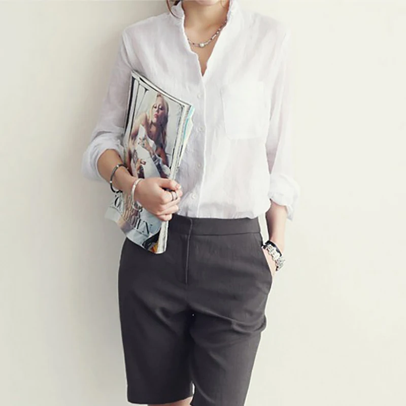 Korean-Style Solid Cotton Formal Shirt — Image 20
