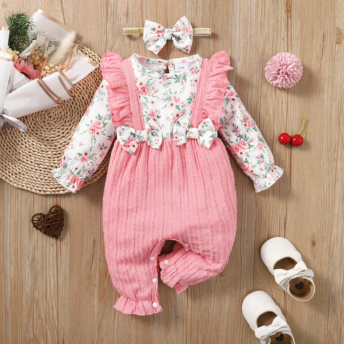 Newborn Floral Long Sleeve Romper — Image 5