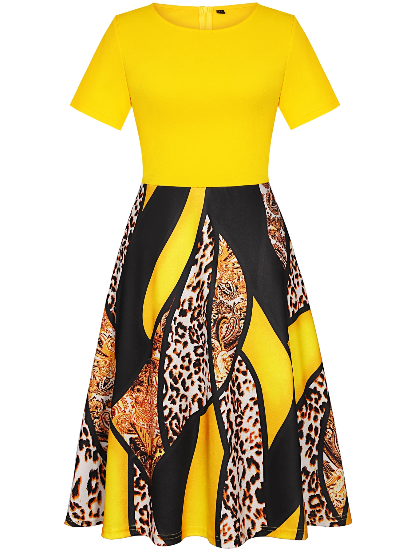 Elegant Floral Short Sleeve A-Line Formal Dress — Image 9
