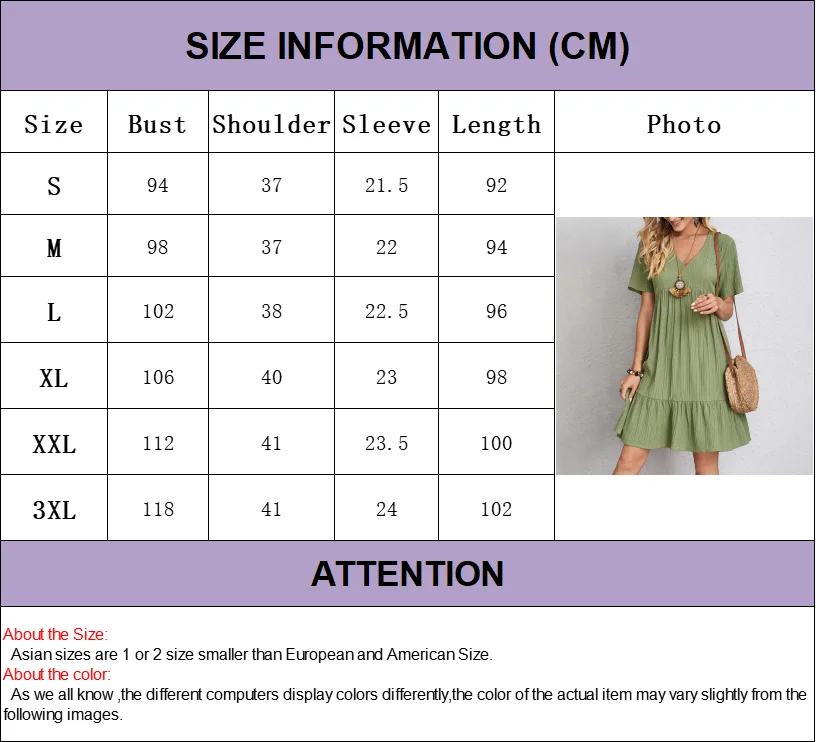 Boho Loose Solid Short Sleeve V-Neck Sundress — Image 22