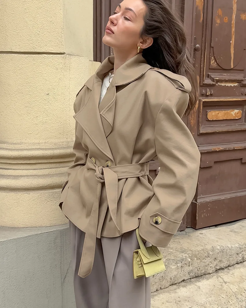 Lace-Up V-Neck Trench Coat — Image 8