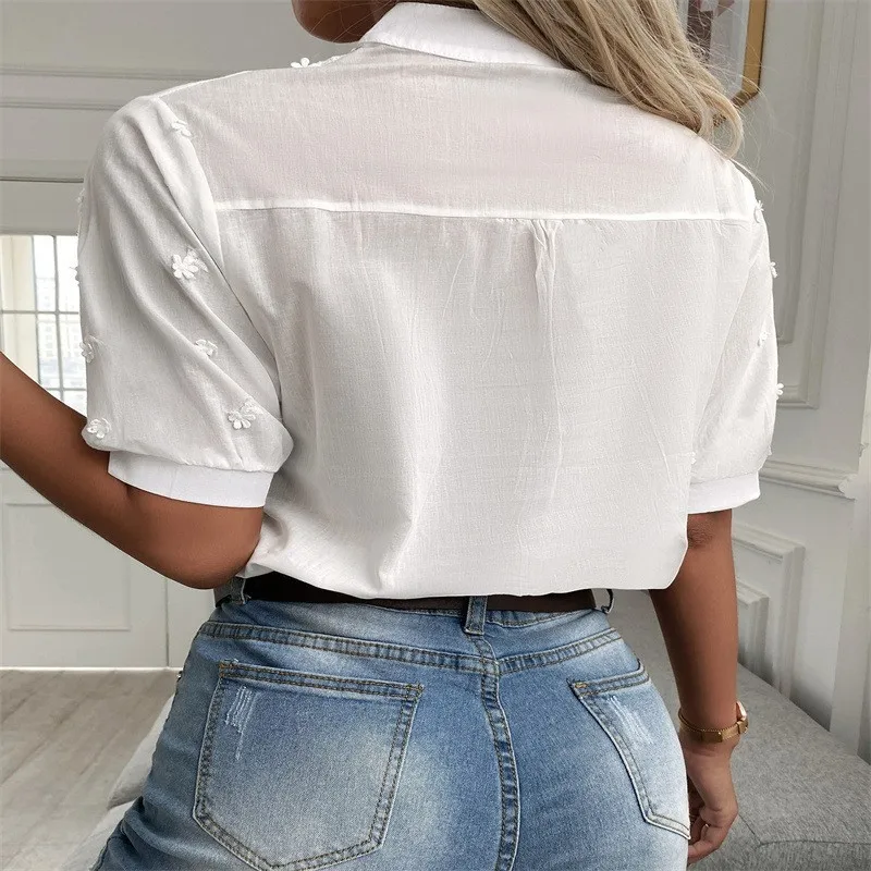 Elegant Short Sleeve Summer Blouse — Image 3