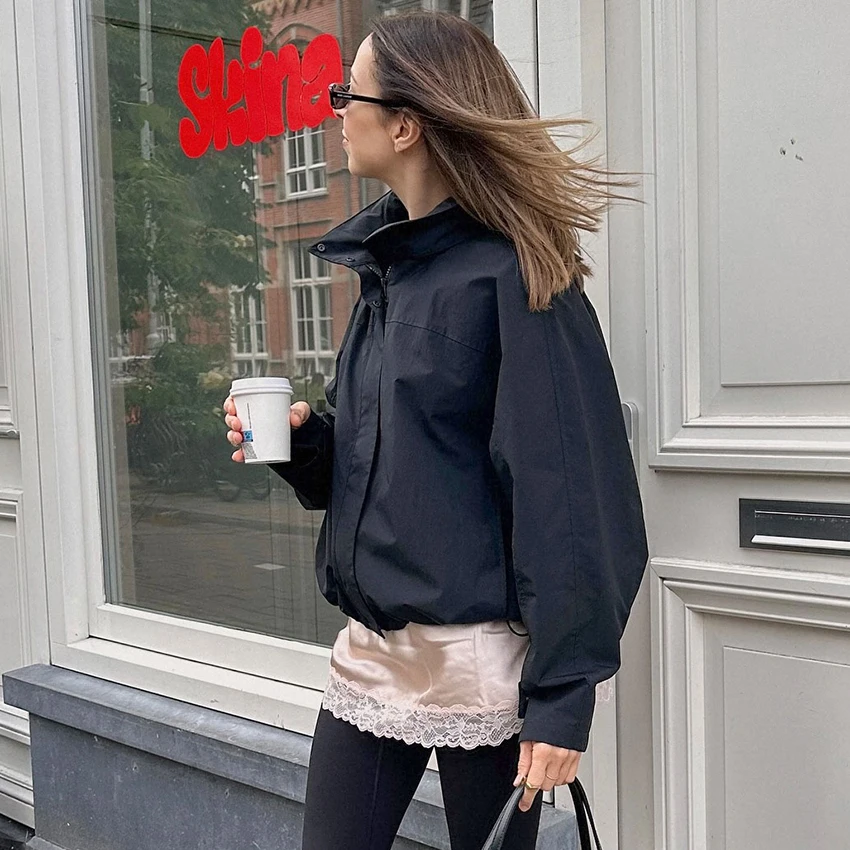 Turtleneck Autumn Jacket with Zipper — Image 16