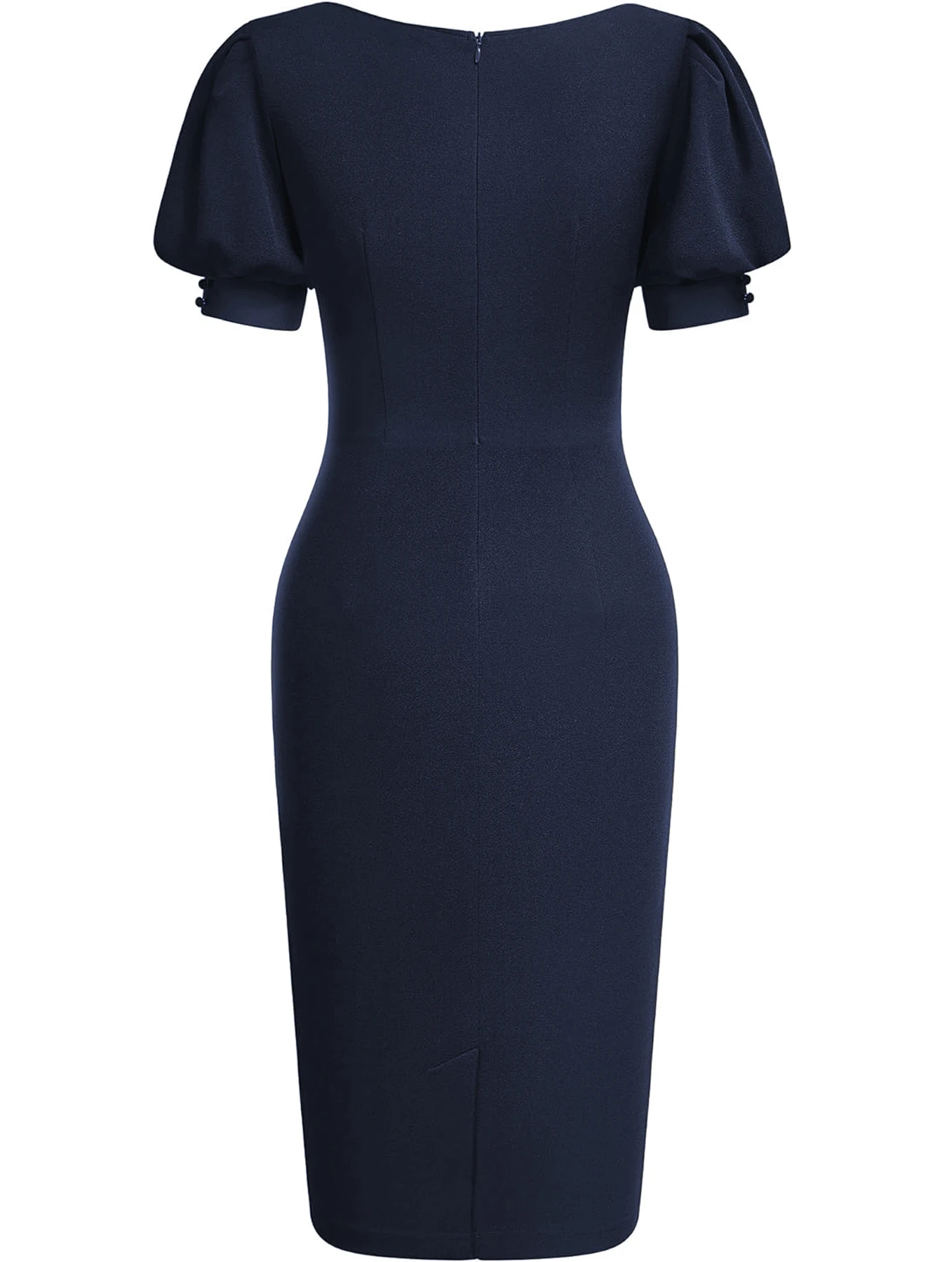 Vintage Puff Sleeve V-Neck Formal Dress — Image 11