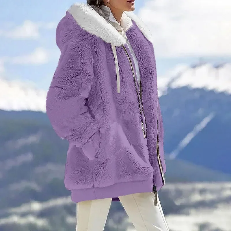 Casual Hooded Winter Coat with Zipper — Image 18