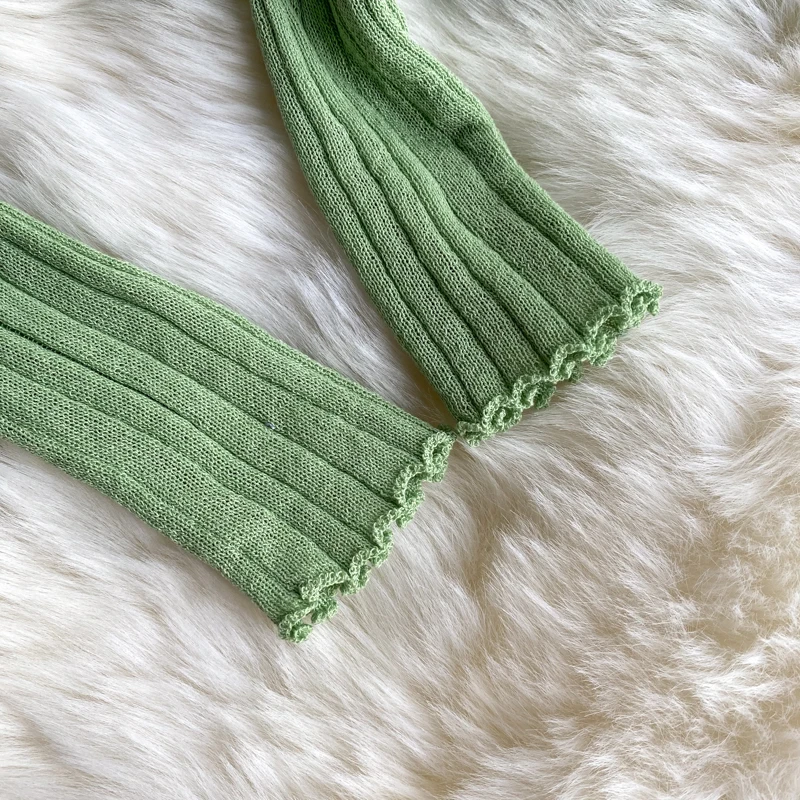Knitted Ribbed Long Sleeve V-Neck Cardigan — Image 20