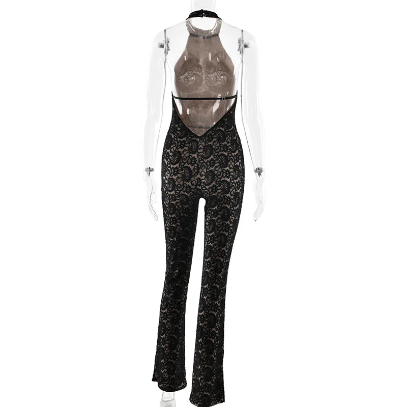 Lace Backless Halter Jumpsuit — Image 9