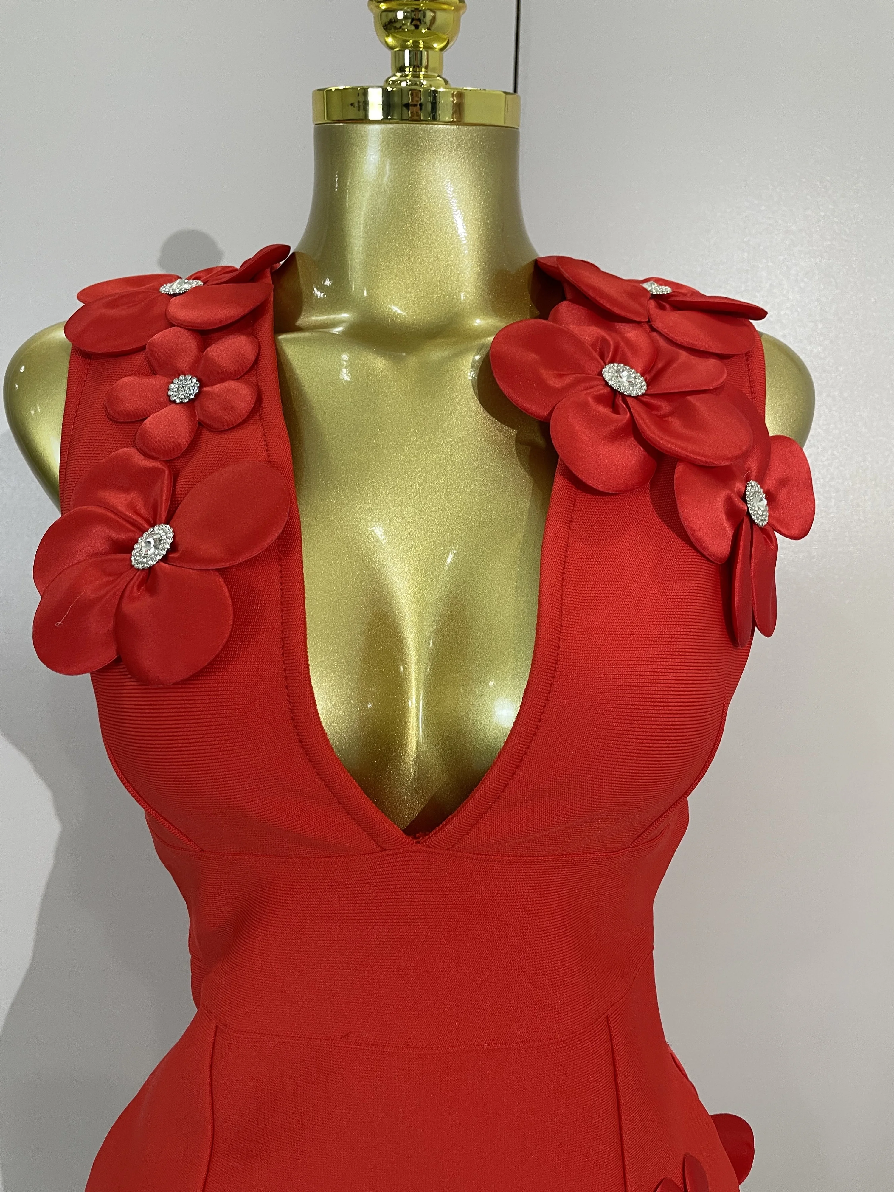 Crystal Sleeveless V-Neck Evening Gown — Image 31