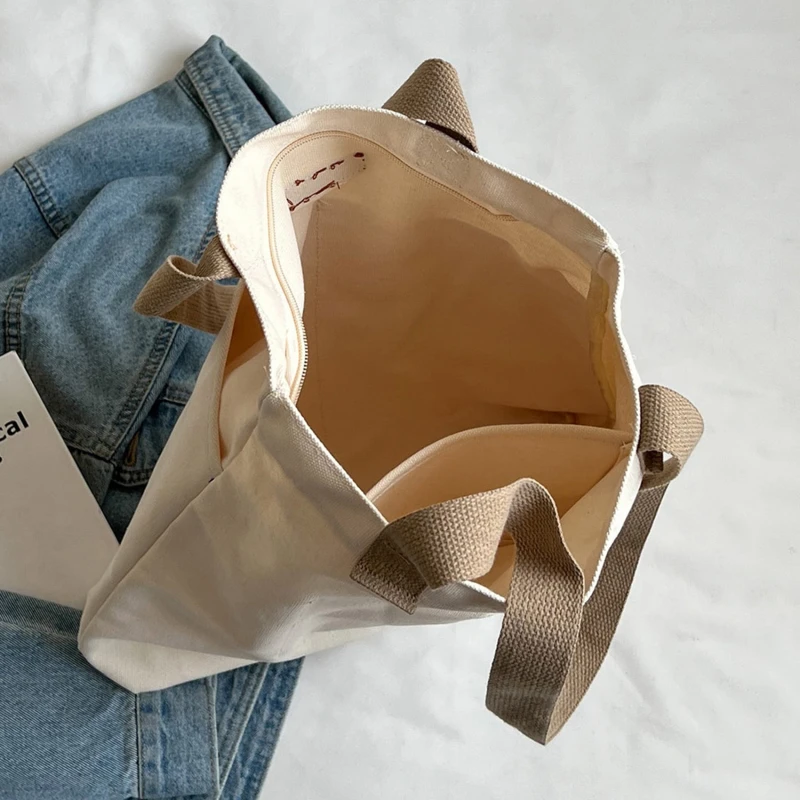 Casual Solid Canvas Tote Bag — Image 8
