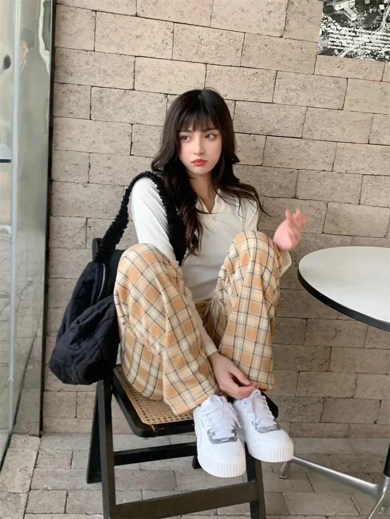 بنطال بنقشة كاروه سميك دافئ — صورة 34