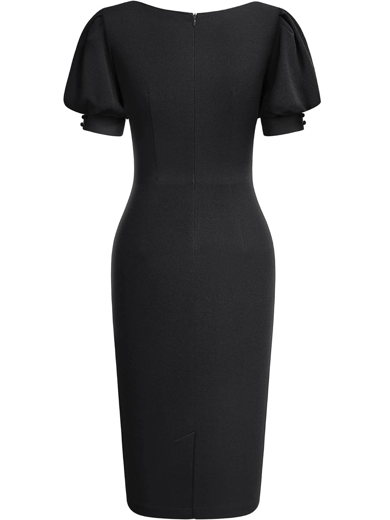 Vintage Puff Sleeve V-Neck Formal Dress — Image 12