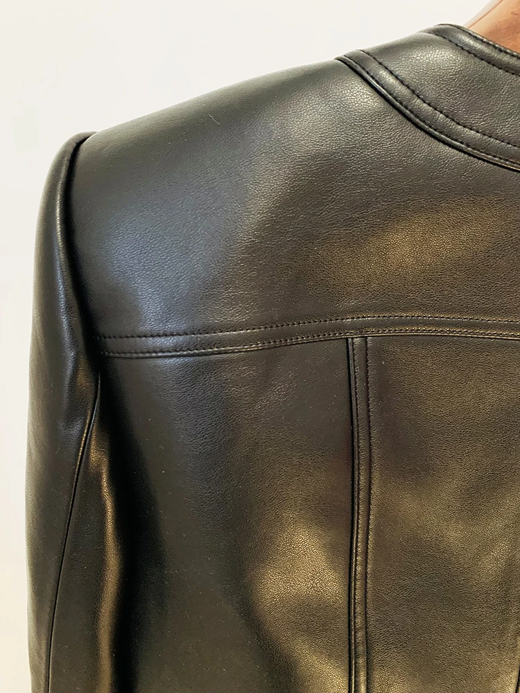 Lace Leather Blazer with Drawstring — Image 6