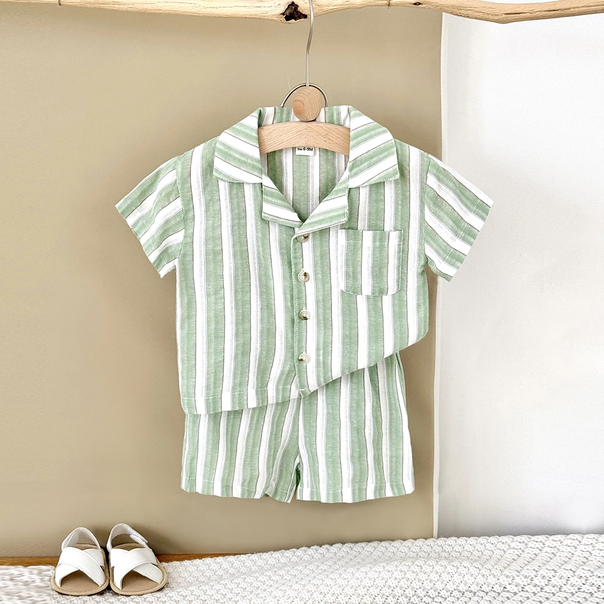 Newborn 2-Piece Striped Set with Buttons — Image 4