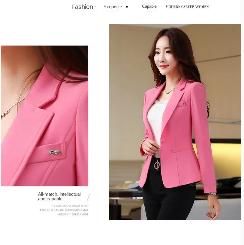 Korean-Style Slim-Fit Long Sleeve Blazer — Image 13