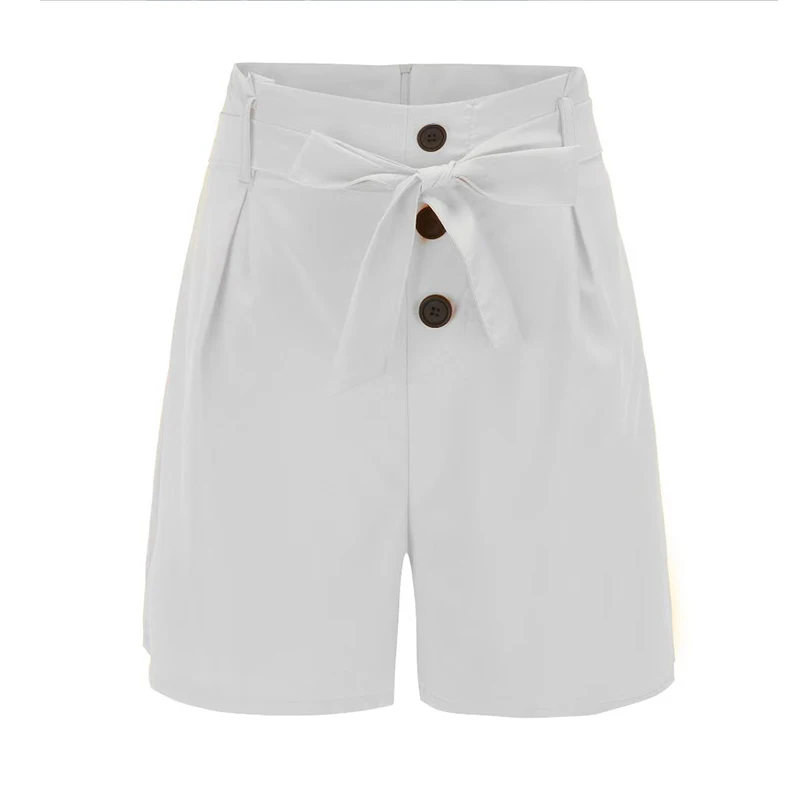 Solid Summer Shorts with Buttons — Image 38