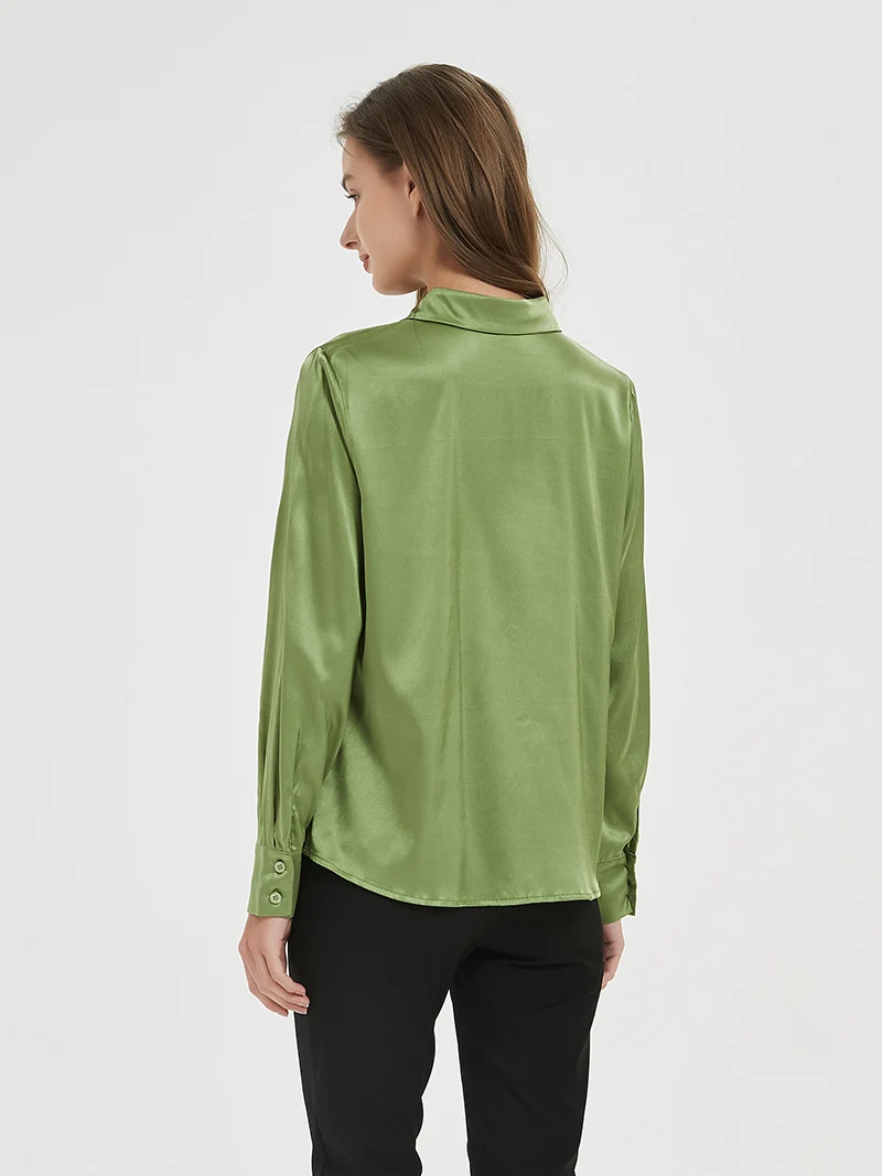 Solid Silk Long Formal Shirt — Image 13