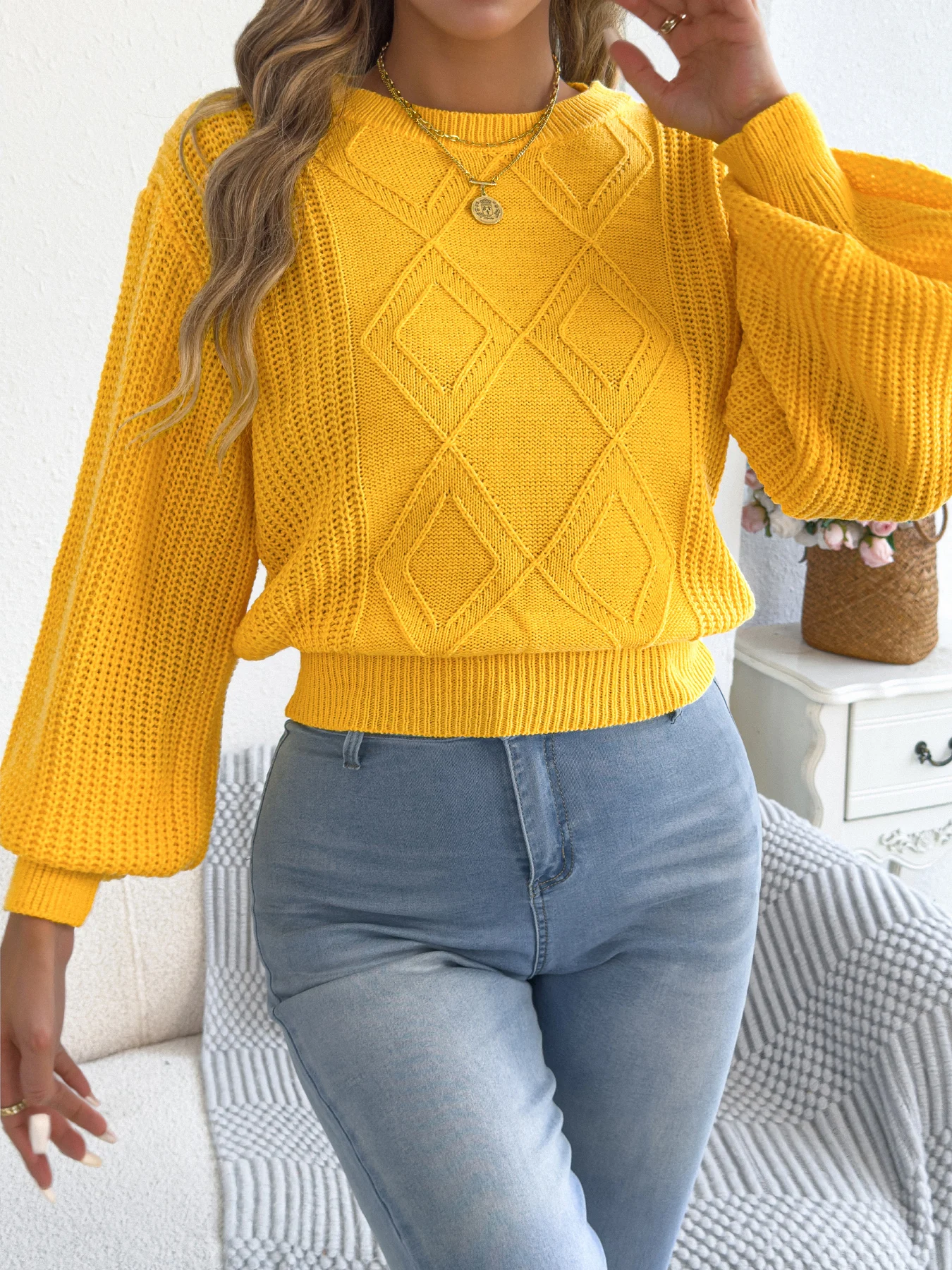 Solid Knitted Long Sleeve Round Neck Cardigan — Image 7