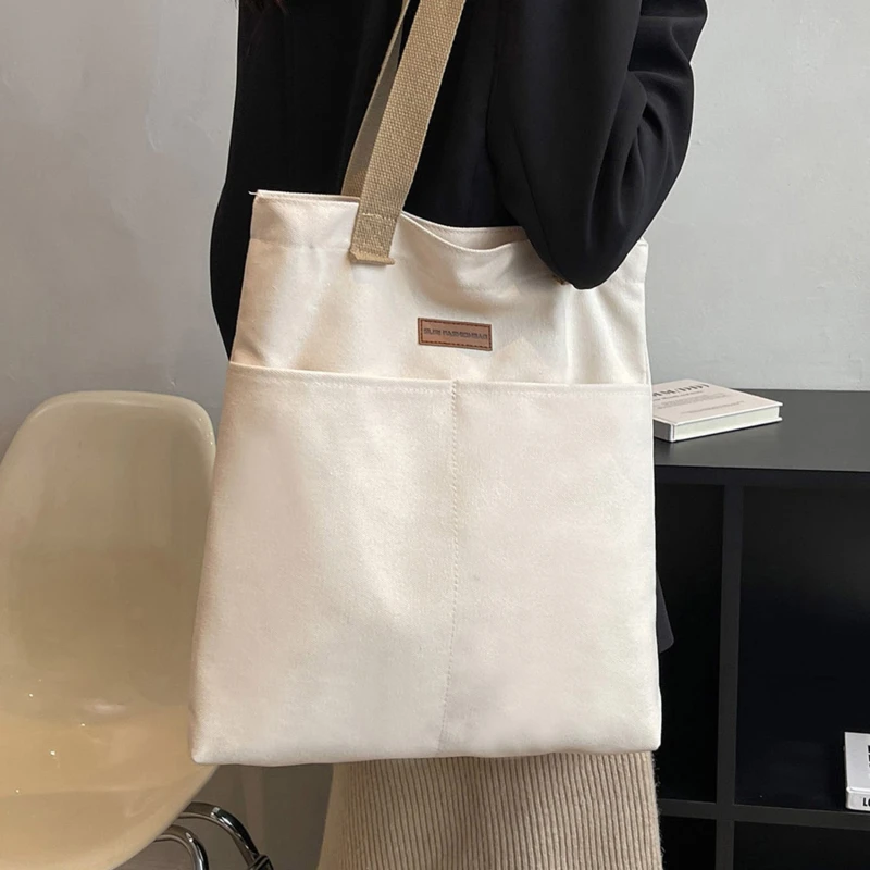 Casual Solid Canvas Tote Bag — Image 5