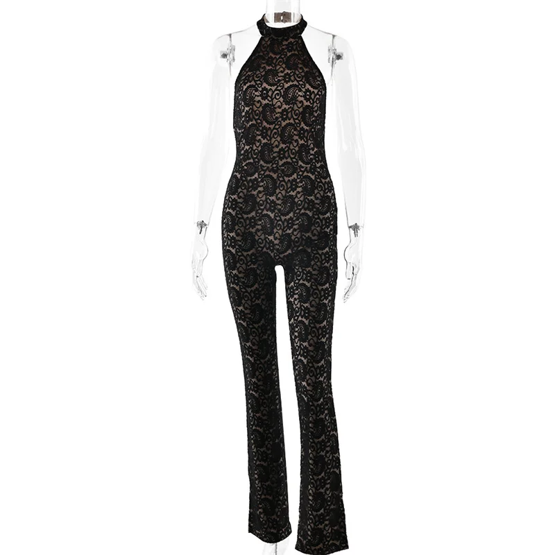 Lace Backless Halter Jumpsuit — Image 7