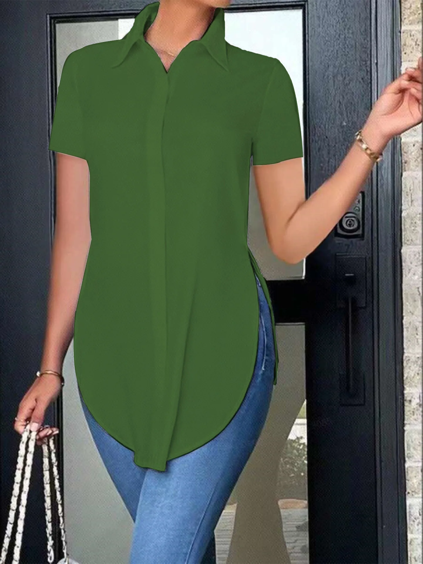 Casual Solid Shirt with Buttons — Image 8