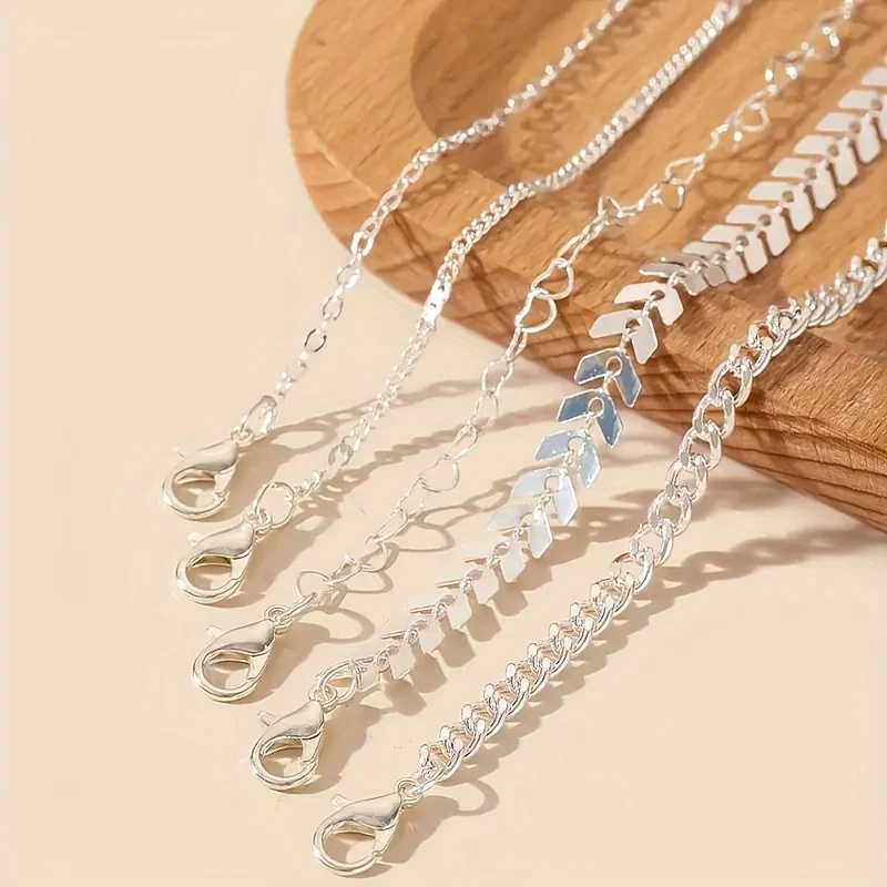 5-Piece Vintage Anklet with Chain — Image 5