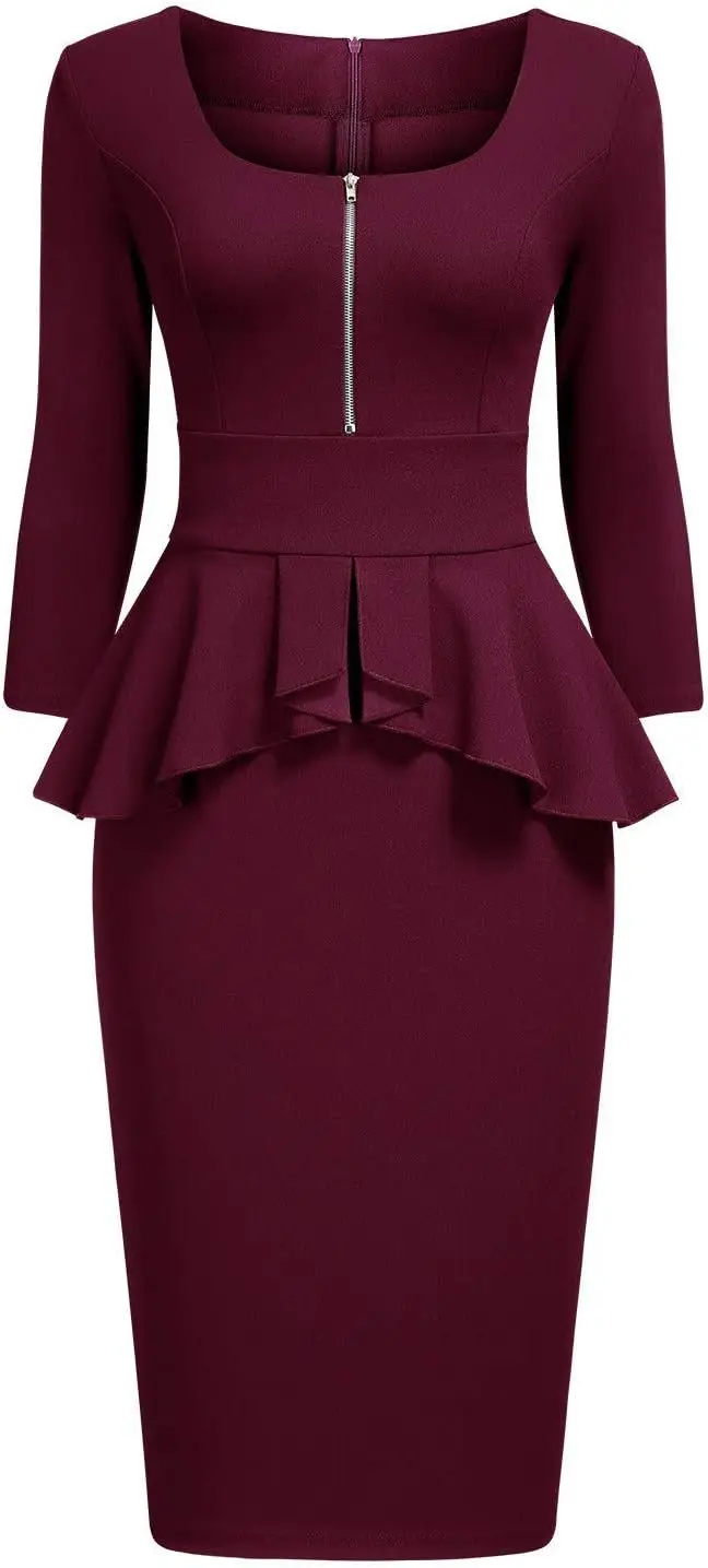 Vintage Knee-Length Formal Dress with Zipper — Image 19