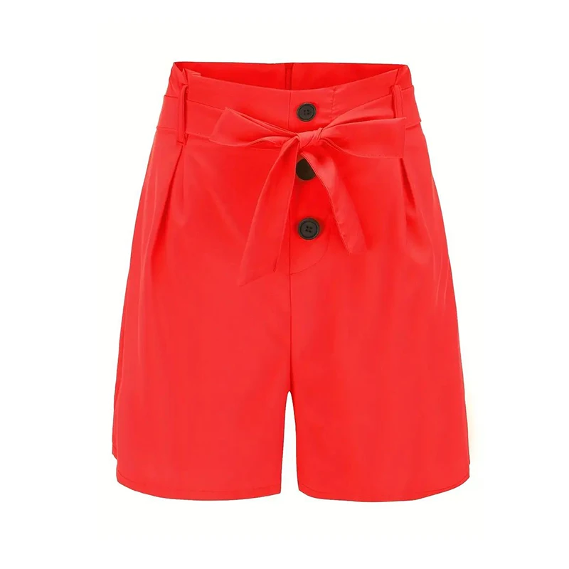 Solid Summer Shorts with Buttons — Image 36