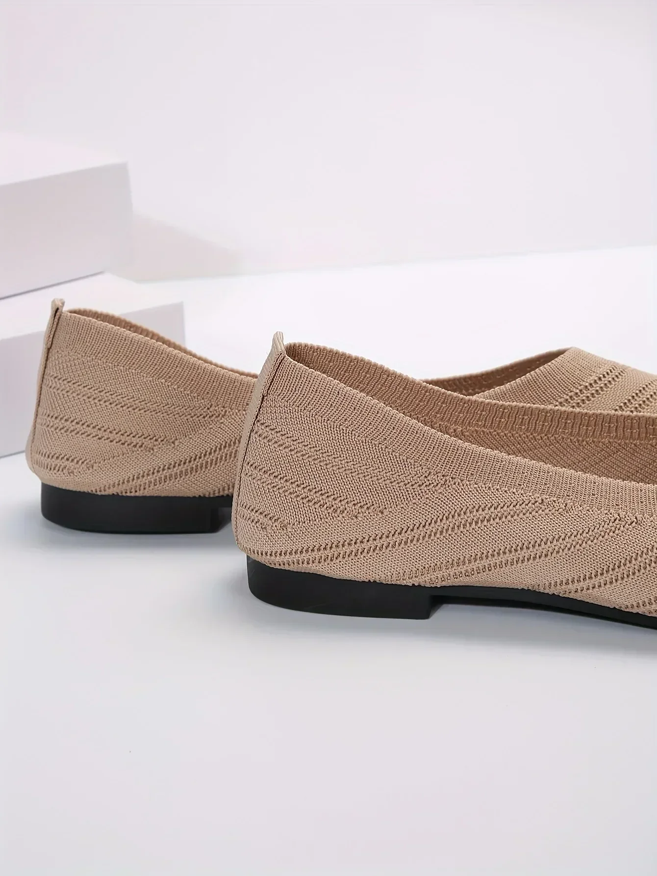 Solid Knitted Pointed-Toe Flats — Image 12