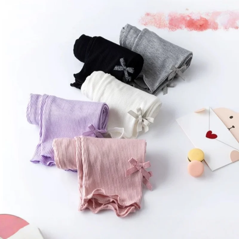 Girls' Solid Summer Leggings with Bow — Image 7