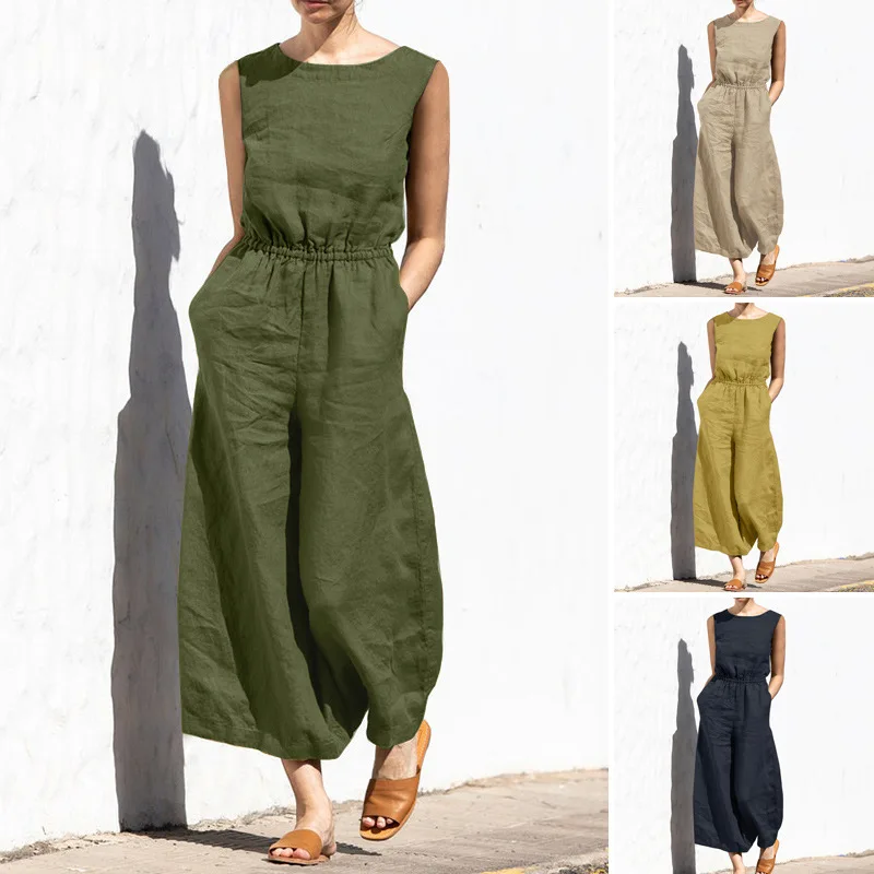 Solid Sleeveless Jumpsuit — Image 7