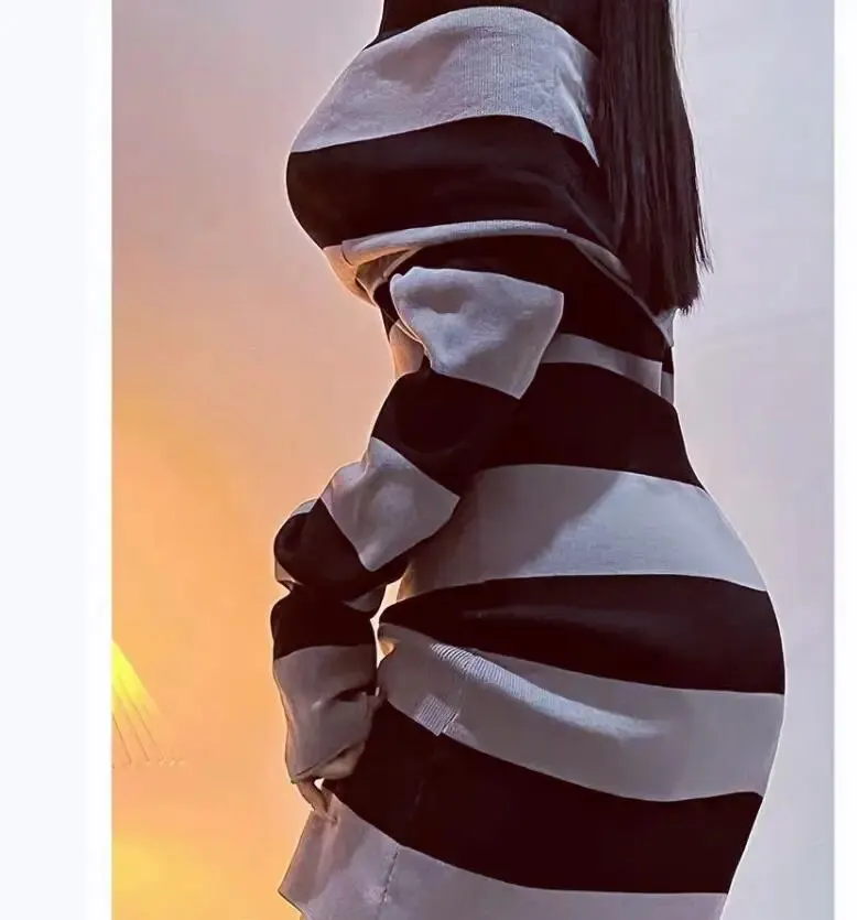 Bodycon Striped Mini Dress — Image 9