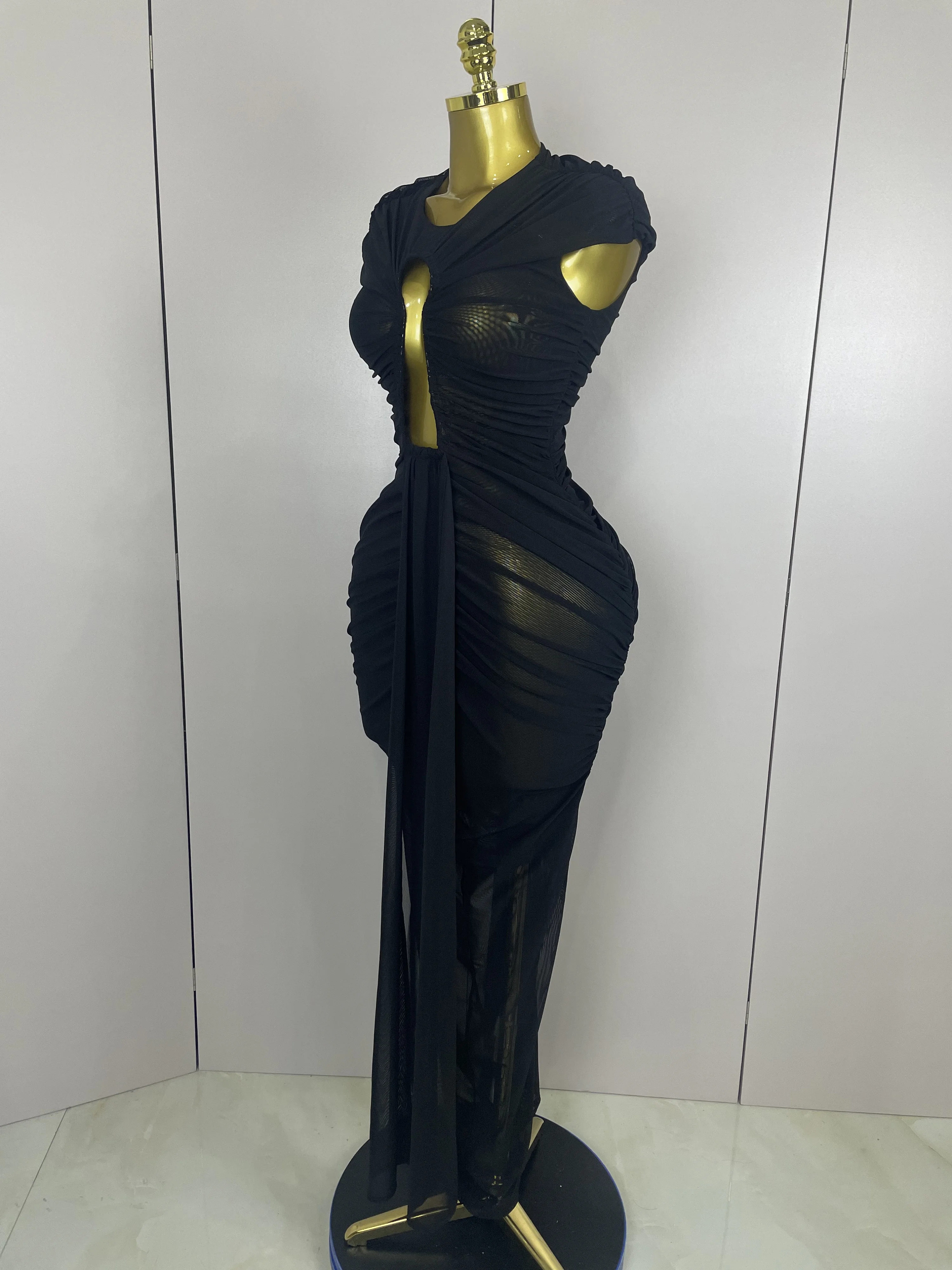 Bodycon Mesh Sleeveless Hollow-Out Long Evening Dress — Image 12