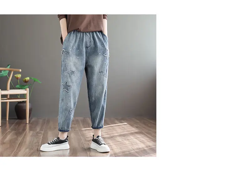 Embroidered Denim Autumn Pants — Image 9