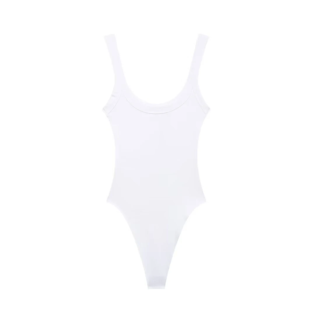 Slim-Fit Ribbed Bodysuit with Buttons — Image 34
