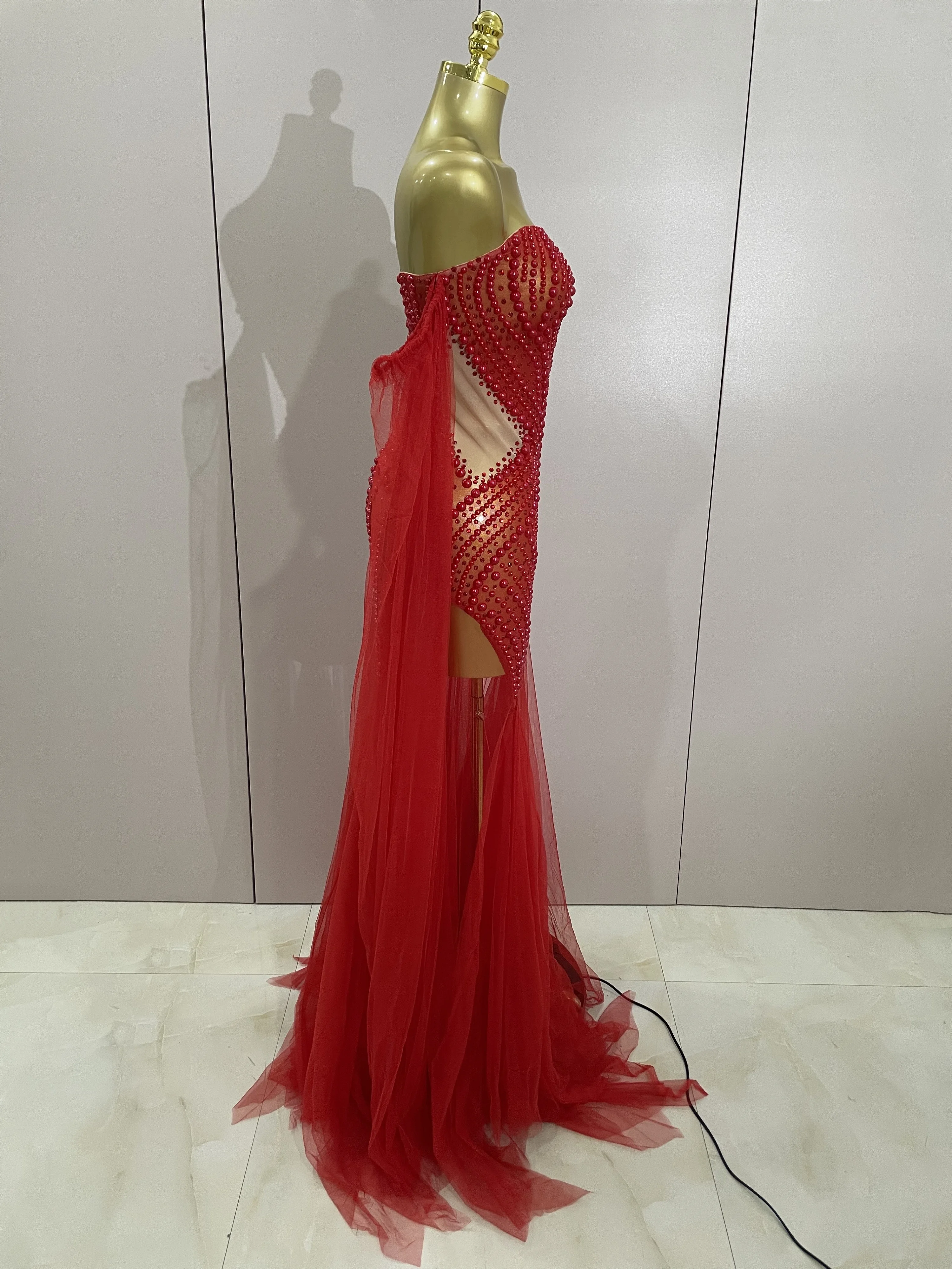 Elegant Rhinestone Mesh Evening Dress — Image 19